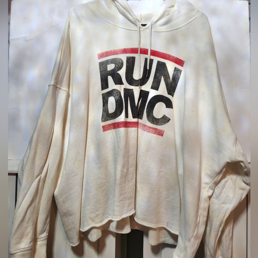 RUN DMC Cream Crop Hoodie